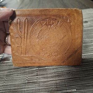 Taxco Embossed Tan Leather Wallet